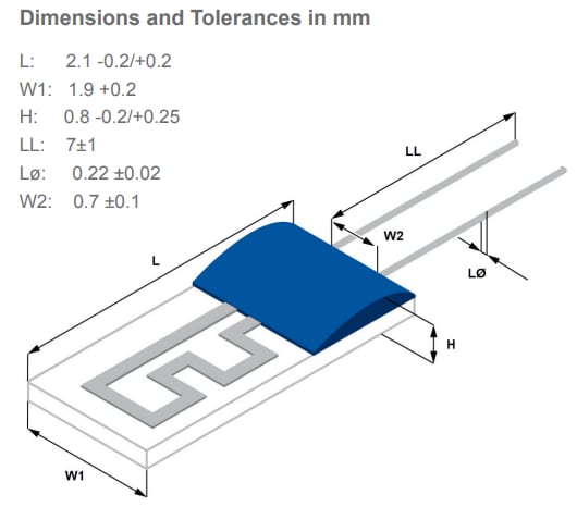 Mechanical Drawing - YAGEO Nexensos LS219 Temperature Sensors